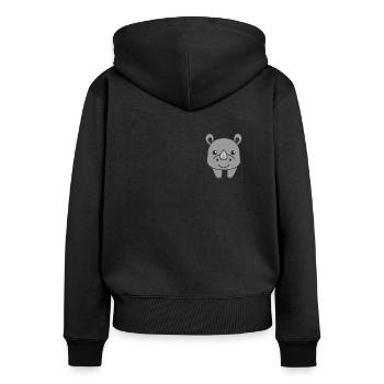 Nashorn in Tasche süße Nashörner in Brusttasche - Frauen Premium Bio Zip Hoodie - Schwarz - Hinten - Julia (174cm)
