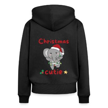 Éléphant de Noël Éléphant Mignon de Noël - Sweat à capuche zippé Premium bio Femme - noir - Dos - Julia (174cm)