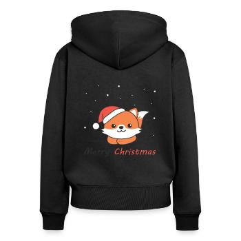 Fox Christmas Snow Winter Animals Fox - Women's Premium Organic Zip Hoodie - black - Back - Julia (174cm)