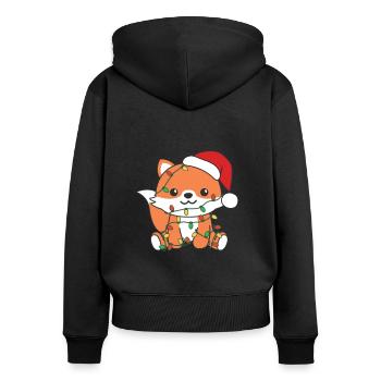 Renard Noël Animaux d’hiver Renard - Sweat à capuche zippé Premium bio Femme - noir - Dos - Julia (174cm)