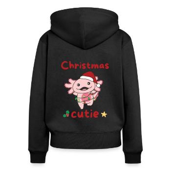 Axolotl Weihnachten Axolotls Christmas Cutie - Frauen Premium Bio Zip Hoodie - Schwarz - Hinten - Julia (174cm)