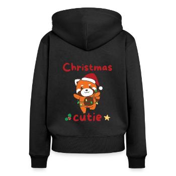 Rote Panda Weihnachten Rote Pandas Christmas Cutie - Frauen Premium Bio Zip Hoodie - Schwarz - Hinten - Julia (174cm)