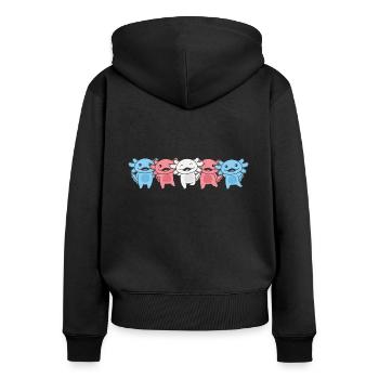 Drapeau transgenre Fierté trans LGBTQ Axolotl - Sweat à capuche zippé Premium bio Femme - noir - Dos - Julia (174cm)