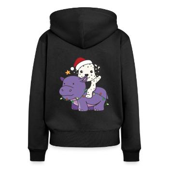 Christmas Hippo Dalmatians Merry Christmas - Women's Premium Organic Zip Hoodie - black - Back - Julia (174cm)