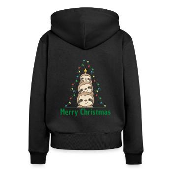 Sloth Christmas tree Christmas animals Sloths - Women's Premium Organic Zip Hoodie - black - Back - Julia (174cm)