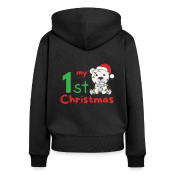 Ours polaire Noël Ours polaires mon 1er Noël - Sweat à capuche zippé Premium bio Femme - noir - Dos - Julia (174cm)