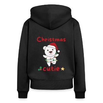 Ours polaire Noël Ours polaire Mignon de Noël - Sweat à capuche zippé Premium bio Femme - noir - Dos - Julia (174cm)