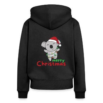 Koala fröhliche Weihnachten Winter Tiere Koalas - Frauen Premium Bio Zip Hoodie - Schwarz - Hinten - Julia (174cm)