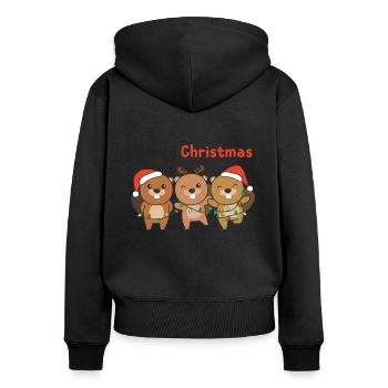 Beaver Christmas Animals Beavers Merry Christmas - Women's Premium Organic Zip Hoodie - black - Back - Julia (174cm)