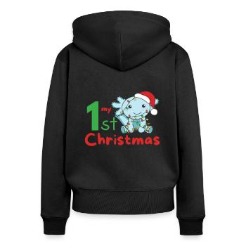 Axolotl Weihnachten Axolotls my 1st Christmas - Frauen Premium Bio Zip Hoodie - Schwarz - Hinten - Julia (174cm)