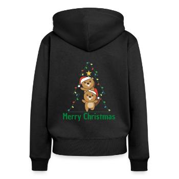 Beaver Christmas Tree Christmas Animals Beavers - Women's Premium Organic Zip Hoodie - black - Back - Julia (174cm)