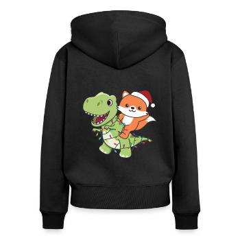 Fox Trex Christmas Snow Winter Animals - Women's Premium Organic Zip Hoodie - black - Back - Julia (174cm)