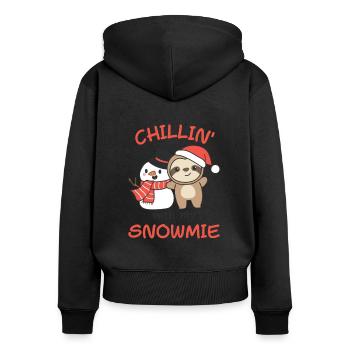 Sloth Chillin avec mon bonhomme de neige - Sweat à capuche zippé Premium bio Femme - noir - Dos - Julia (174cm)
