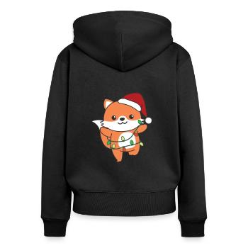 Renard Noël Animaux d’hiver Renard - Sweat à capuche zippé Premium bio Femme - noir - Dos - Julia (174cm)