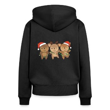 Reh Weihnachten Weihnachtstiere süßes Reh - Frauen Premium Bio Zip Hoodie - Schwarz - Hinten - Julia (174cm)