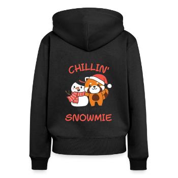 Red Panda Chillin avec mon bonhomme de neige - Sweat à capuche zippé Premium bio Femme - noir - Dos - Julia (174cm)