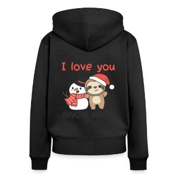 Faultier I love you snow much schneemann wortspiel - Frauen Premium Bio Zip Hoodie - Schwarz - Hinten - Julia (174cm)