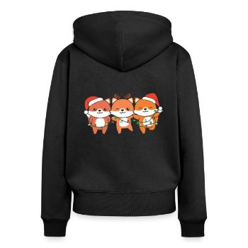 Renard Noël Animaux d’hiver Renard - Sweat à capuche zippé Premium bio Femme - noir - Dos - Julia (174cm)