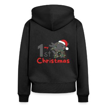 Axolotl Weihnachten Axolotls mon 1er Noël - Sweat à capuche zippé Premium bio Femme - noir - Dos - Julia (174cm)