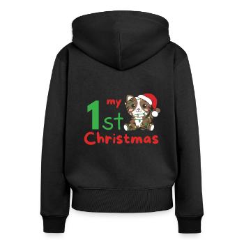 Chat de Noël Chats mon 1er Noël - Sweat à capuche zippé Premium bio Femme - noir - Dos - Julia (174cm)