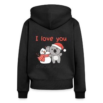Koala I love you snow much schneemann wortspiel - Frauen Premium Bio Zip Hoodie - Schwarz - Hinten - Julia (174cm)