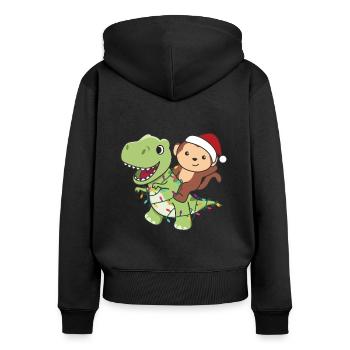 Monkey Trex Christmas Snow Winter Animals - Women's Premium Organic Zip Hoodie - black - Back - Julia (174cm)