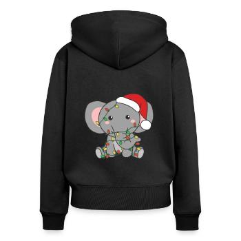 Elefant Weihnachten Winter Tiere Elefanten - Frauen Premium Bio Zip Hoodie - Schwarz - Hinten - Julia (174cm)