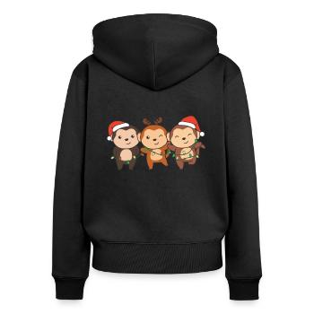 monkey christmas Christmas animals cute monkeys - Women's Premium Organic Zip Hoodie - black - Back - Julia (174cm)