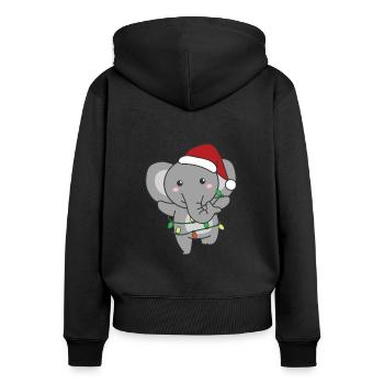Elefant Weihnachten Winter Tiere Elefanten - Frauen Premium Bio Zip Hoodie - Schwarz - Hinten - Julia (174cm)