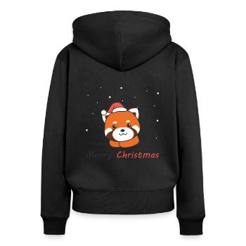 Red Panda Christmas Snow Winter Animals Pandas - Women's Premium Organic Zip Hoodie - black - Back - Julia (174cm)