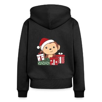 Monkey Christmas Gift Winter Animals Monkeys - Women's Premium Organic Zip Hoodie - black - Back - Julia (174cm)