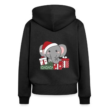 Éléphant Cadeau de Noël Animaux d’hiver Éléphant - Sweat à capuche zippé Premium bio Femme - noir - Dos - Julia (174cm)
