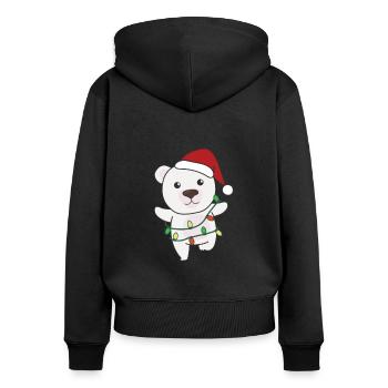 Polar Bear Christmas Winter Animals Polar Bears - Women's Premium Organic Zip Hoodie - black - Back - Julia (174cm)