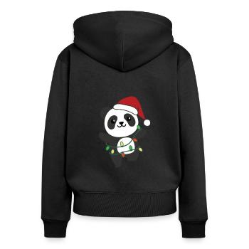 Panda Christmas Winter Animals Pandas - Women's Premium Organic Zip Hoodie - black - Back - Julia (174cm)