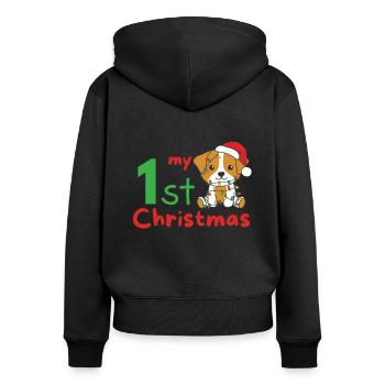 Jack Russell Christmas Dogs my 1st Christmas - Women's Premium Organic Zip Hoodie - black - Back - Julia (174cm)