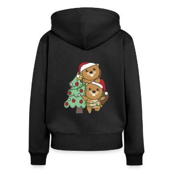 Beaver Christmas Tree Christmas Animals Beavers - Women's Premium Organic Zip Hoodie - black - Back - Julia (174cm)