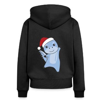 Dino Noël Dinos Animaux d’hiver - Sweat à capuche zippé Premium bio Femme - noir - Dos - Julia (174cm)