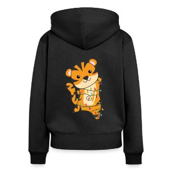 tigre noël neige hiver animaux tigre - Sweat à capuche zippé Premium bio Femme - noir - Dos - Julia (174cm)