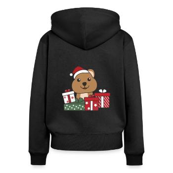 Quokka Cadeau de Noël Animaux d’hiver Quokkas - Sweat à capuche zippé Premium bio Femme - noir - Dos - Julia (174cm)