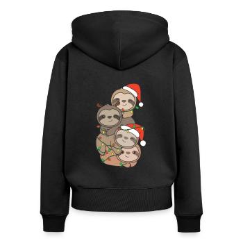 Sloth Christmas Tree Christmas Animals Sloths - Women's Premium Organic Zip Hoodie - black - Back - Julia (174cm)