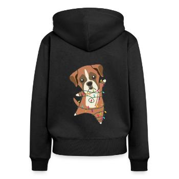 Boxer Dog Christmas Snow Winter Animals Dogs - Women's Premium Organic Zip Hoodie - black - Back - Julia (174cm)