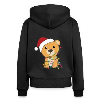 Ours Noël Animaux d’hiver Ours - Sweat à capuche zippé Premium bio Femme - noir - Dos - Julia (174cm)
