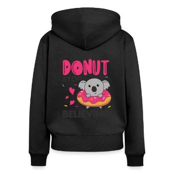 Süßer Koala lustige Tiere in Donut pink - Frauen Premium Bio Zip Hoodie - Schwarz - Hinten - Julia (174cm)