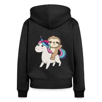 Paresseux Licorne Animaux mignons Licornes Paresseux - Sweat à capuche zippé Premium bio Femme - noir - Dos - Julia (174cm)