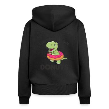 Süßer Dino T-Rex lustige Tiere in Donut Wortspiel - Frauen Premium Bio Zip Hoodie - Schwarz - Hinten - Julia (174cm)