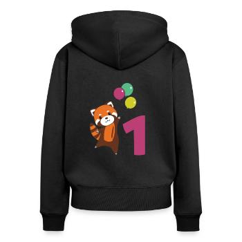 Red Panda First Birthday Balloons Enfants - Sweat à capuche zippé Premium bio Femme - noir - Dos - Julia (174cm)