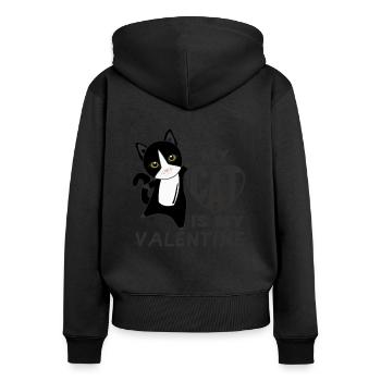 Mon chat est mon chat mignon de la Saint-Valentin pour la Saint-Valentin - Sweat à capuche zippé Premium bio Femme - noir - Dos - Julia (174cm)