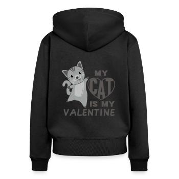 Mon chat est mon chat mignon de la Saint-Valentin pour la Saint-Valentin - Sweat à capuche zippé Premium bio Femme - noir - Dos - Julia (174cm)