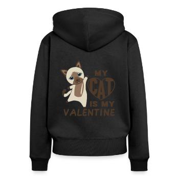 Mon chat est mon chat mignon de la Saint-Valentin pour la Saint-Valentin - Sweat à capuche zippé Premium bio Femme - noir - Dos - Julia (174cm)