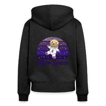 Otter Space ein süßer Otter im Weltall im Ufo - Frauen Premium Bio Zip Hoodie - Schwarz - Hinten - Julia (174cm)